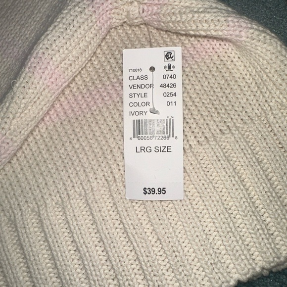 NWT PacSun Women’s Knit Long Sleeve Cropped Sweater Off-White StrippedSize Large - Picture 3 of 5